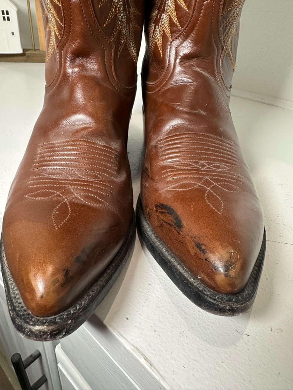 Tony Lama Cowboy Boots Mens 9 Womens 10 10.5 Brown Leather Western Boots Classic - Picture 5 of 10
